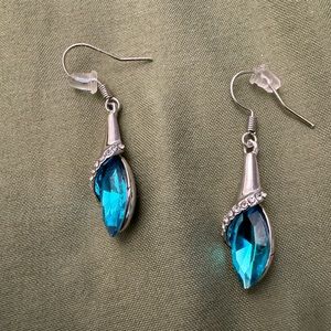 Turquoise crystal dangle earrings